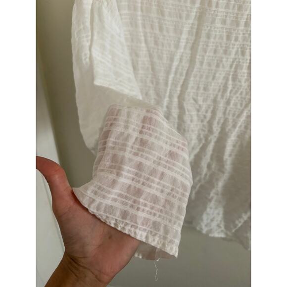 Ann Taylor Loft Top Women's XL White Striped Sheer Tunic Blouse - Picture 5 of 7